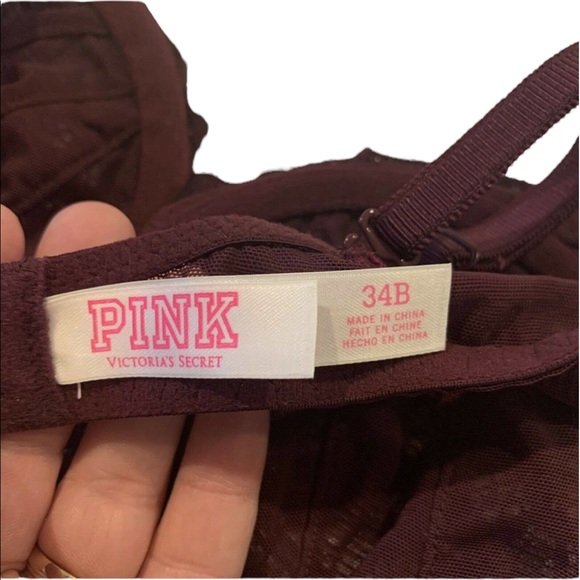 Pink By Victoria's Secret Purple Lace Unlined Demi Bra size 34B - Picture 3 of 4